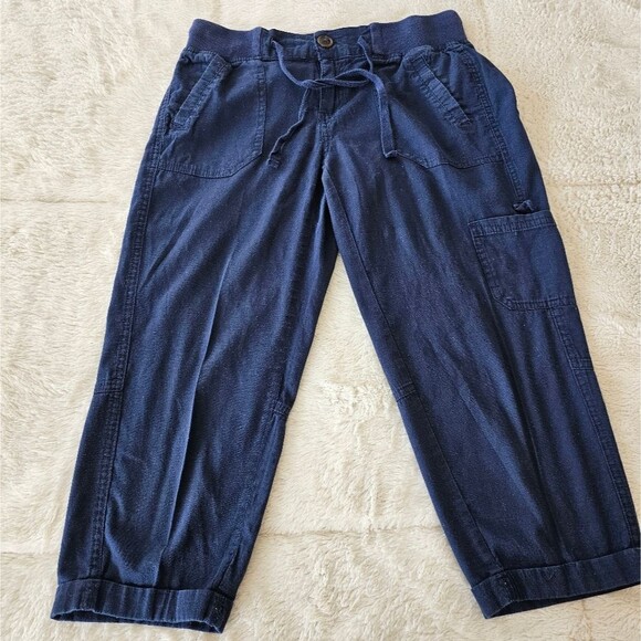 Ladies Navy Blue Capri Cargo Pants Sz Small - Picture 2 of 7